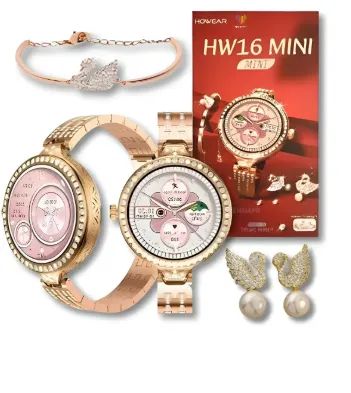 Smartwatch Feminino Hw16 Mini De Luxo Com Bracelete E Brinco - Foto 2
