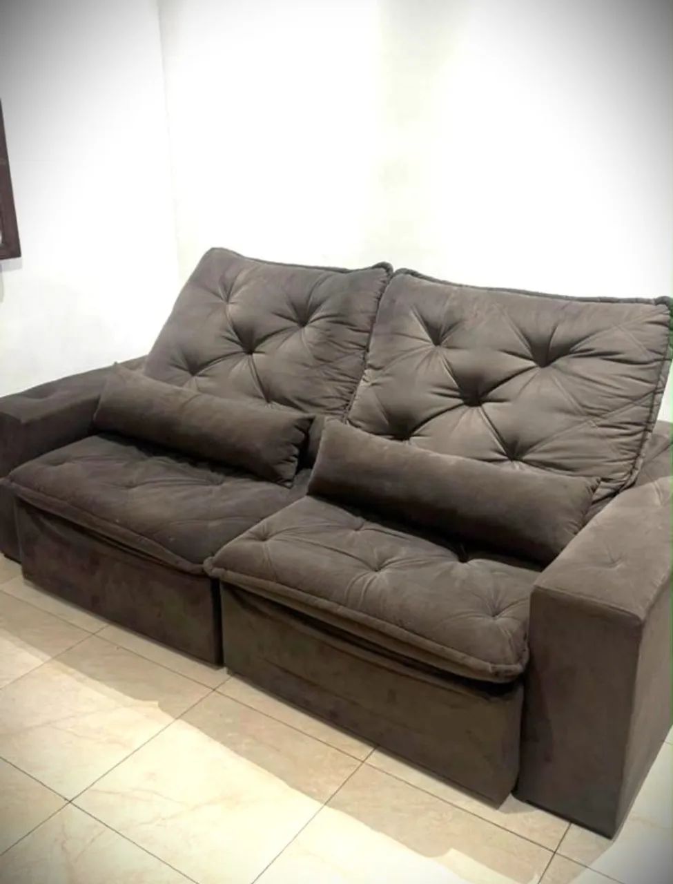 Sofa Retratil e Reclinavel de Veludo 2,40m