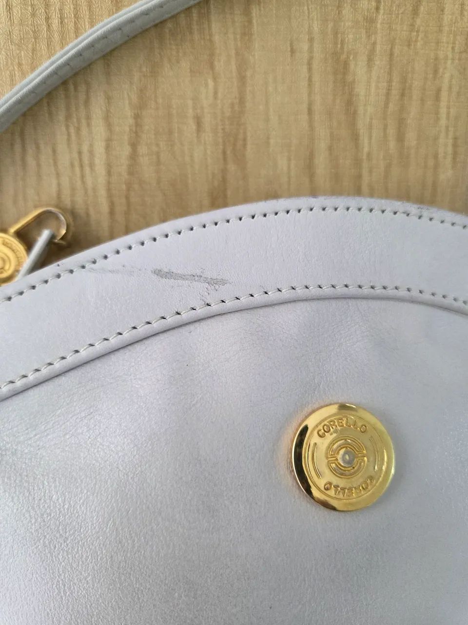 bolsa corello vintage de couro cor areia - Foto 2