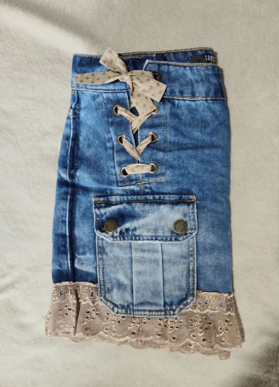 Saia jeans com renda - Foto 3