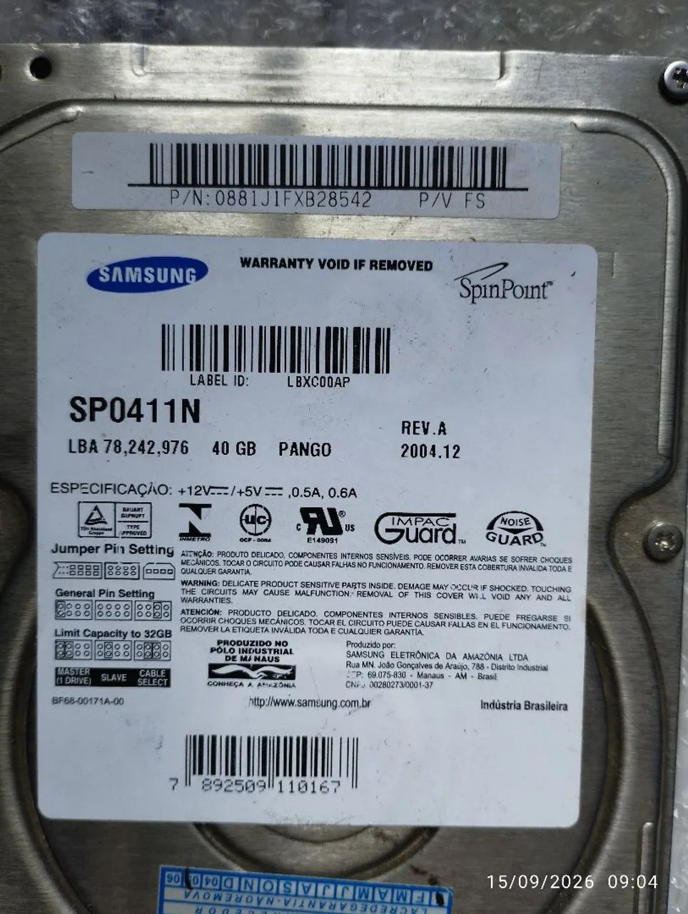 HD Samsung IDE 40 GB - SP0411N - Foto 2