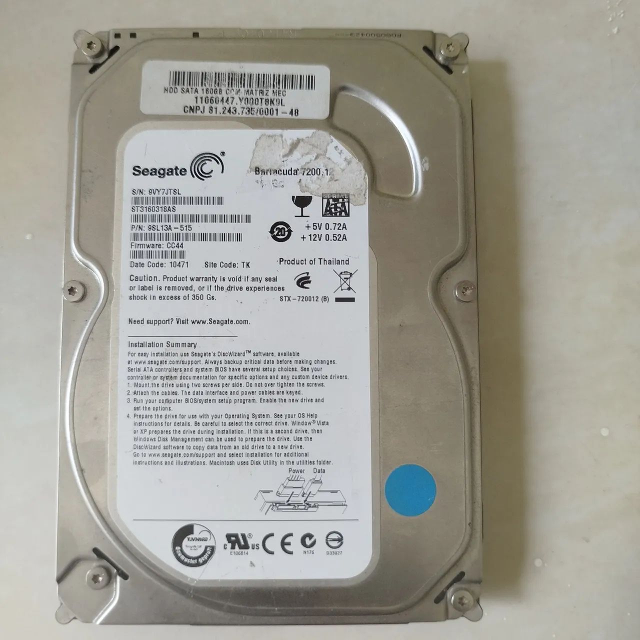 HD Seagate 160 gb