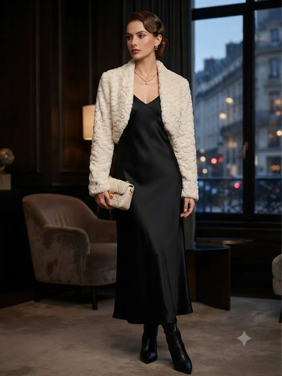 Bolero elegante, com pedrinhas, quentinho, g 