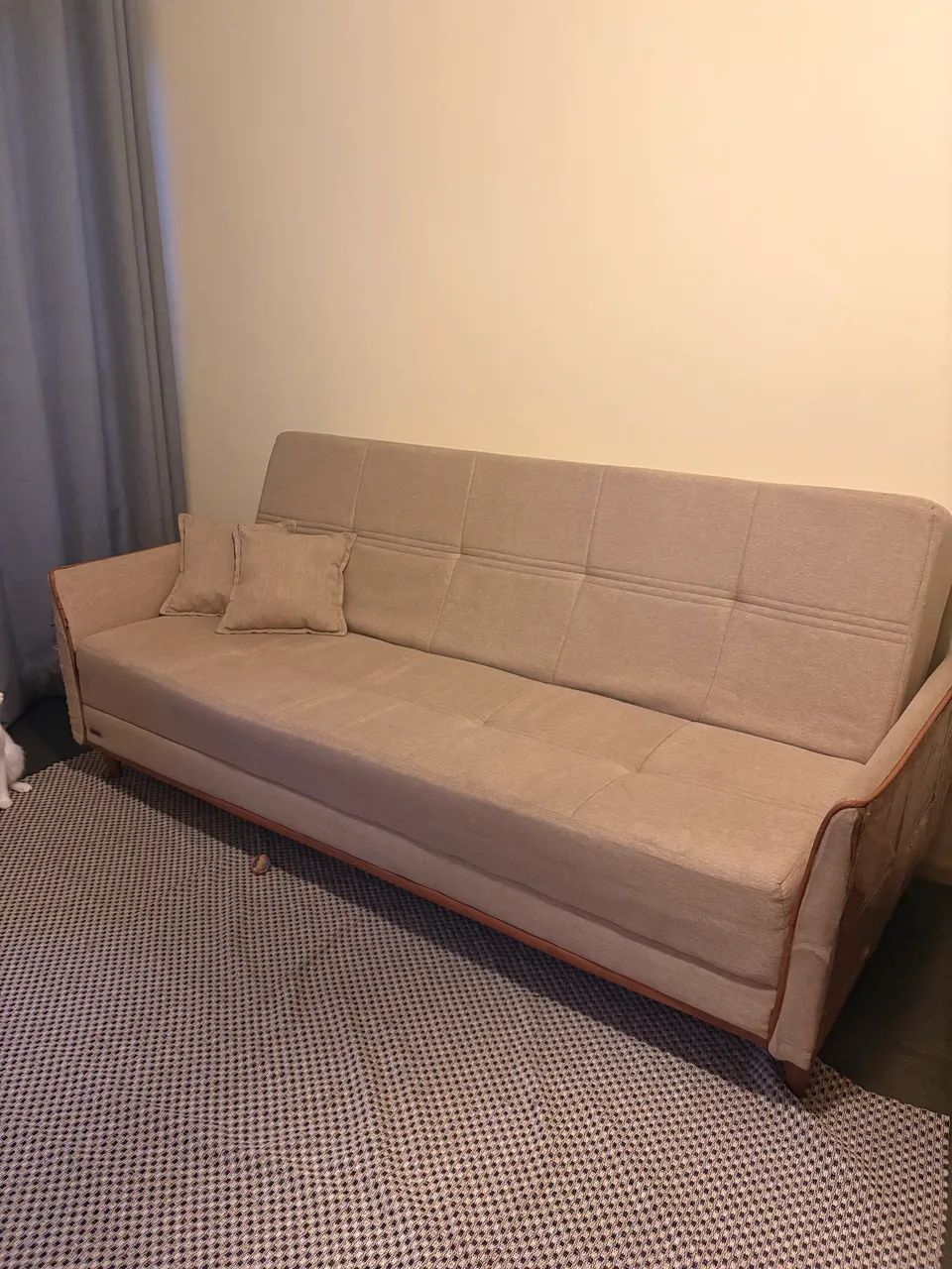 Sofá cama linho bege (2m de comprimento)422082030338713600