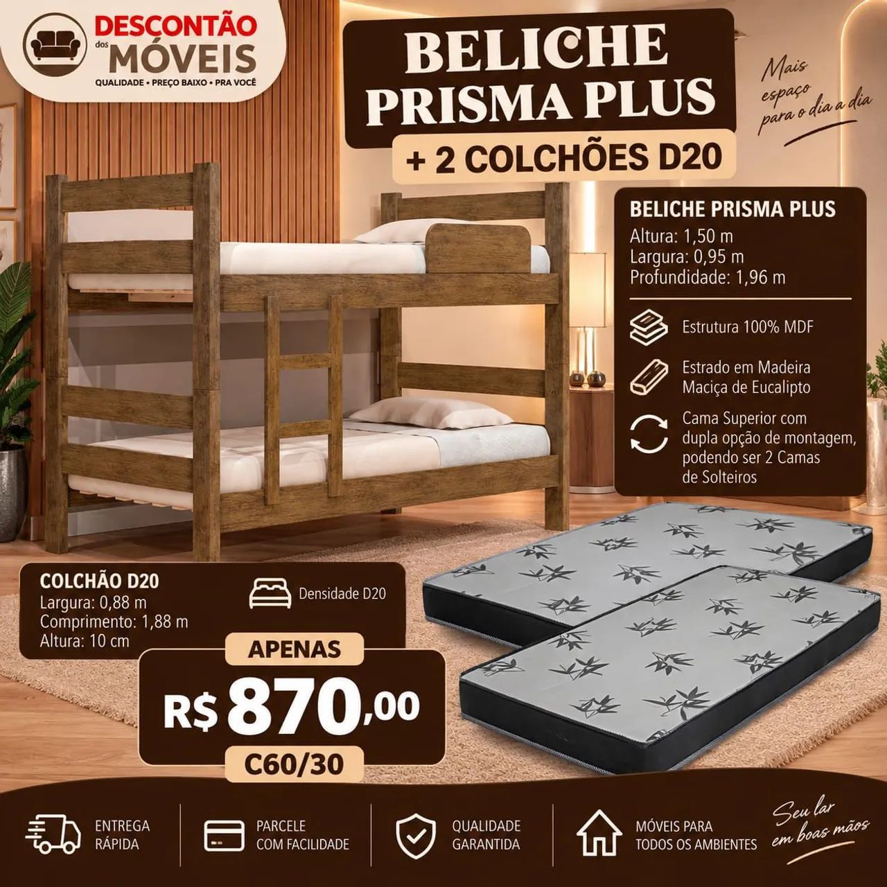 Beliche + 2 colchões D20