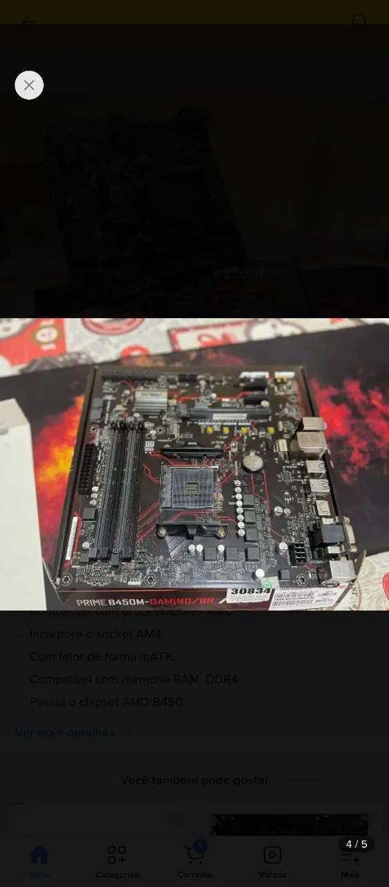 Placa-mãe Asus Prime B450m Gaming/br com Ryzen 5 2600 - Foto 4