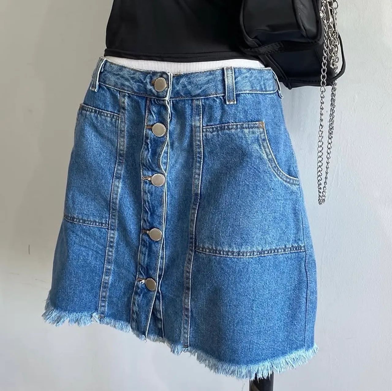 Saia Jeans Cintura Alta - Foto 3