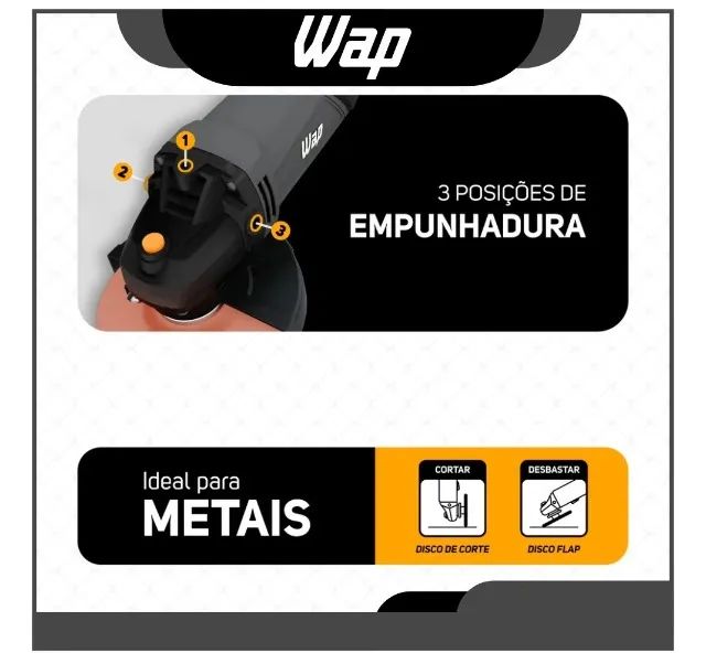 Esmerilhadeira Angular 5 polegadas WFES02 1200W Profissional Protetor De Disco 220V Wap - Foto 4