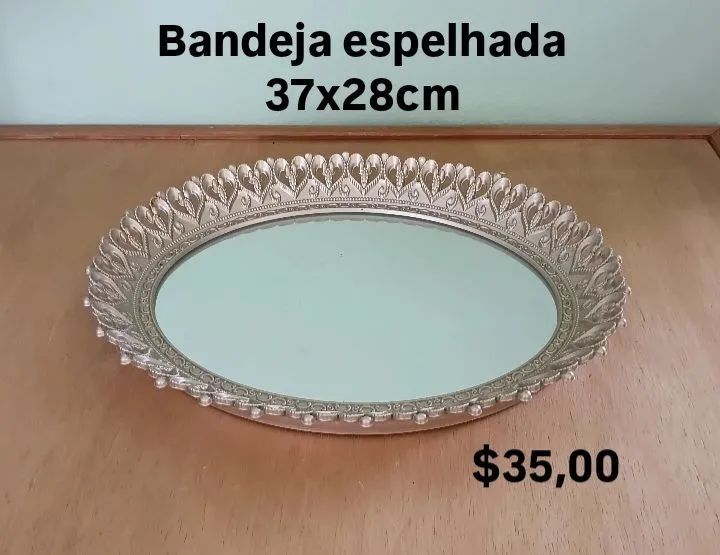 BANDEJA ESPELHADA COR DOURADA
