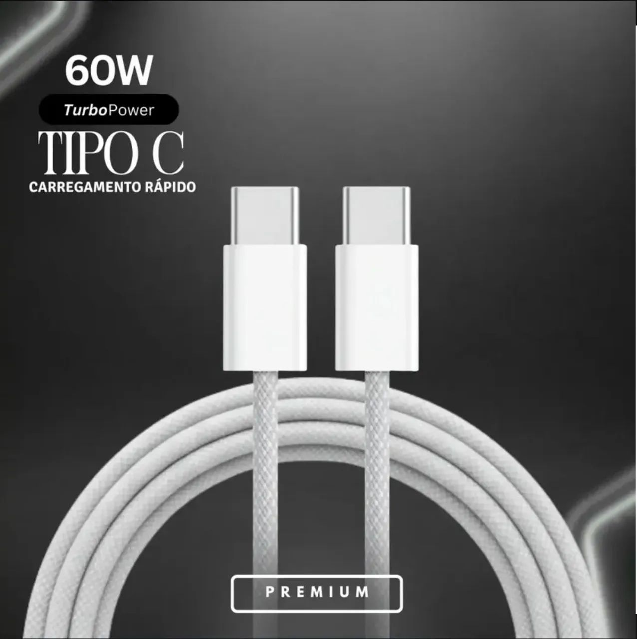 Cabo USB-C Duplo Premium Carregamento Rápido 60W PD Trançado Compatível com iOS e Android  - Foto 4