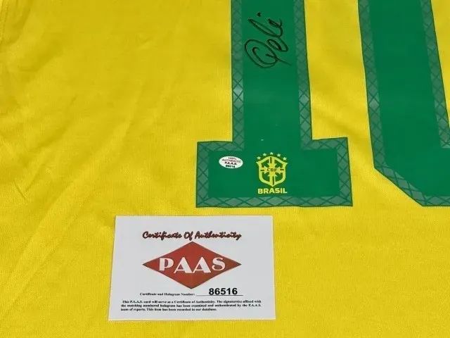 Camisa Autografada Pelé Seleção Brasileira Celebração Copa 70 Nike - Foto 5