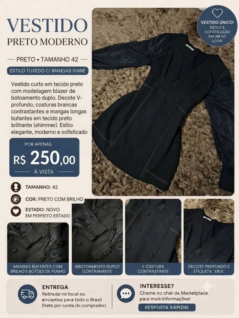Vestido preto moderno 