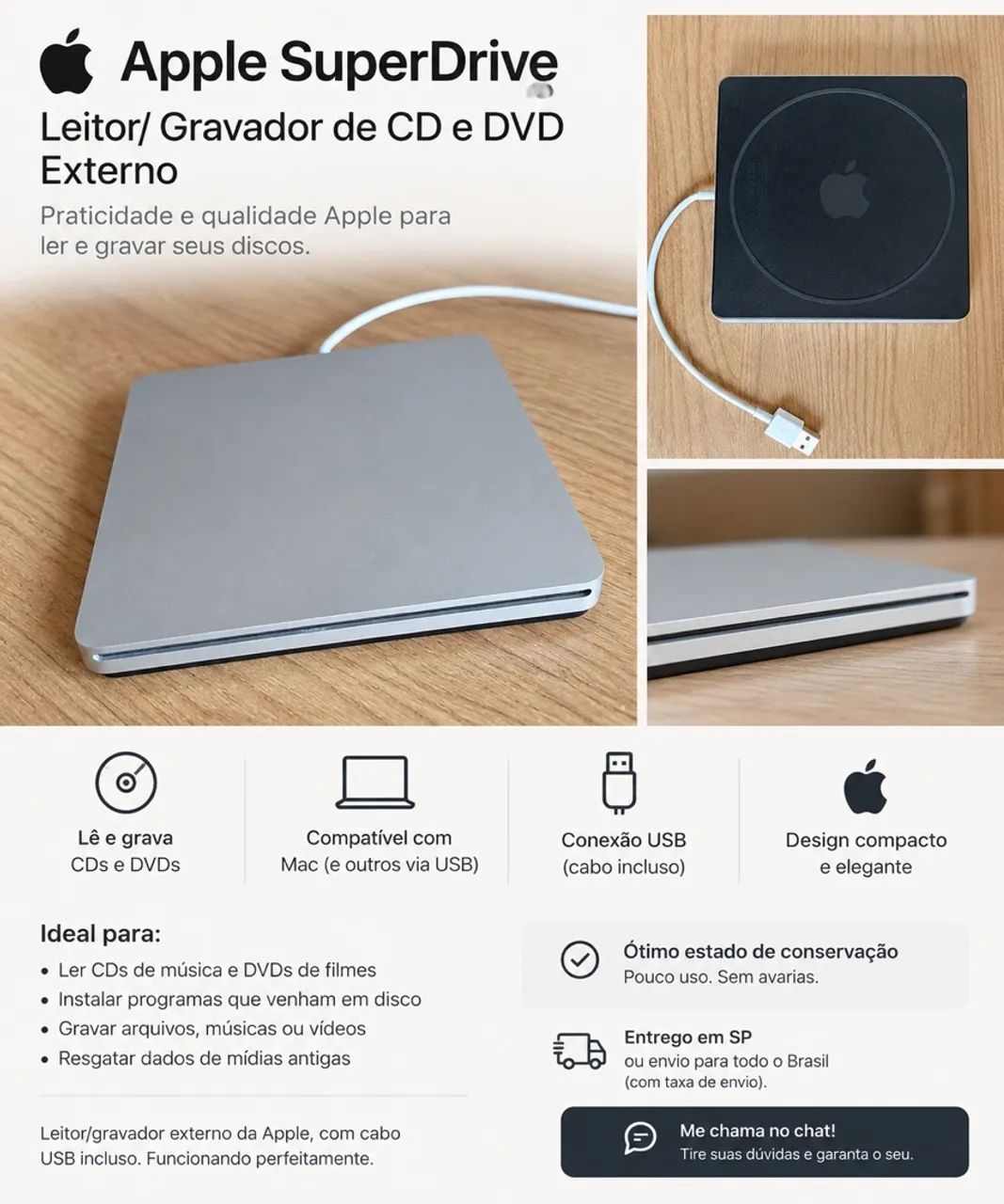 Leitor/Gravador CD e DVD Apple