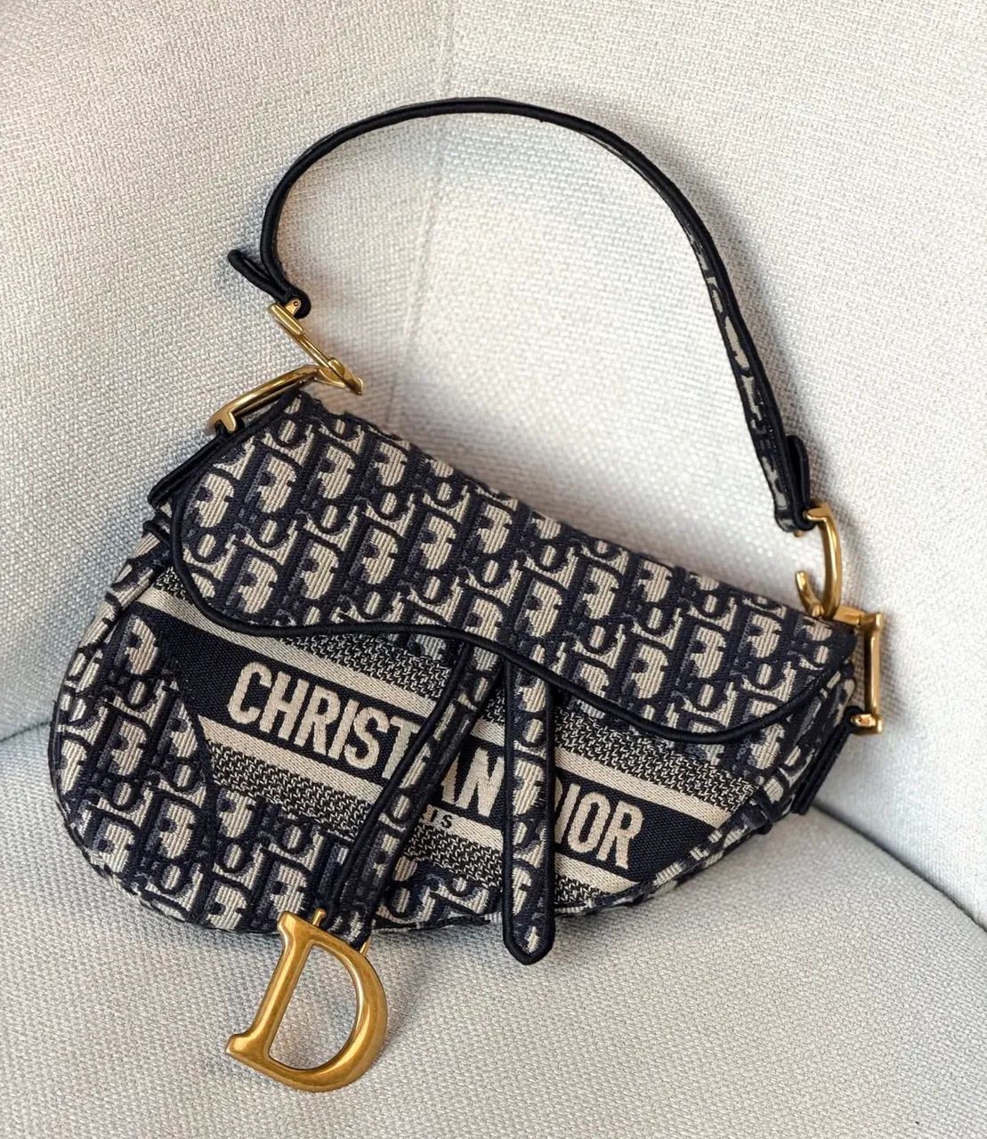 Dior - Bolsa Feminina bordada- azul marinho 