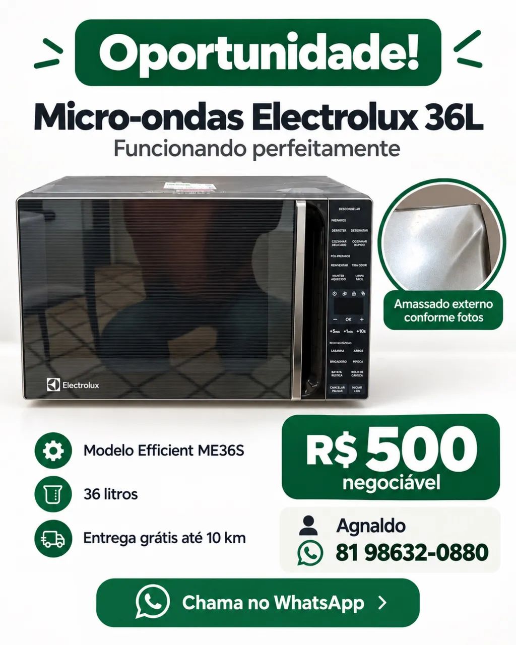 Micro-ondas Electrolux Efficient 36L - R$ 500 negociável