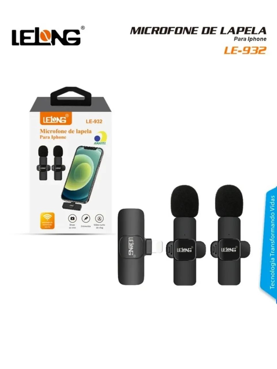 Microfone de Lapela S/ Fio Duplo Iphone Lelong Le-932 *ENTREGA GRÁTIS* - Foto 3