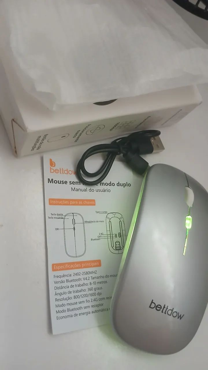 Mouse Bettdow sem fio recarregável - Foto 4