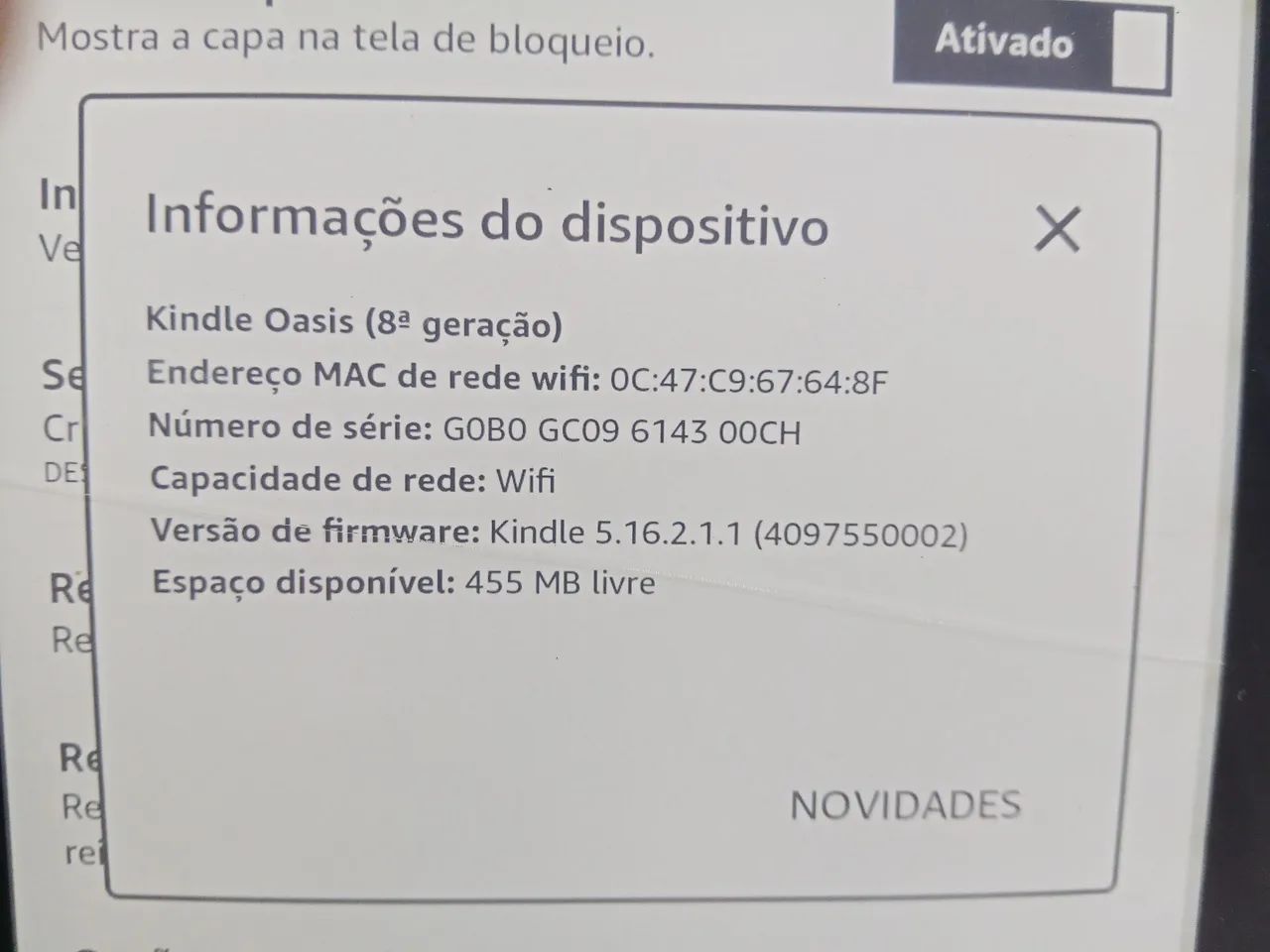 Kindle Oasis 8a geração com capa carregadora - Foto 2