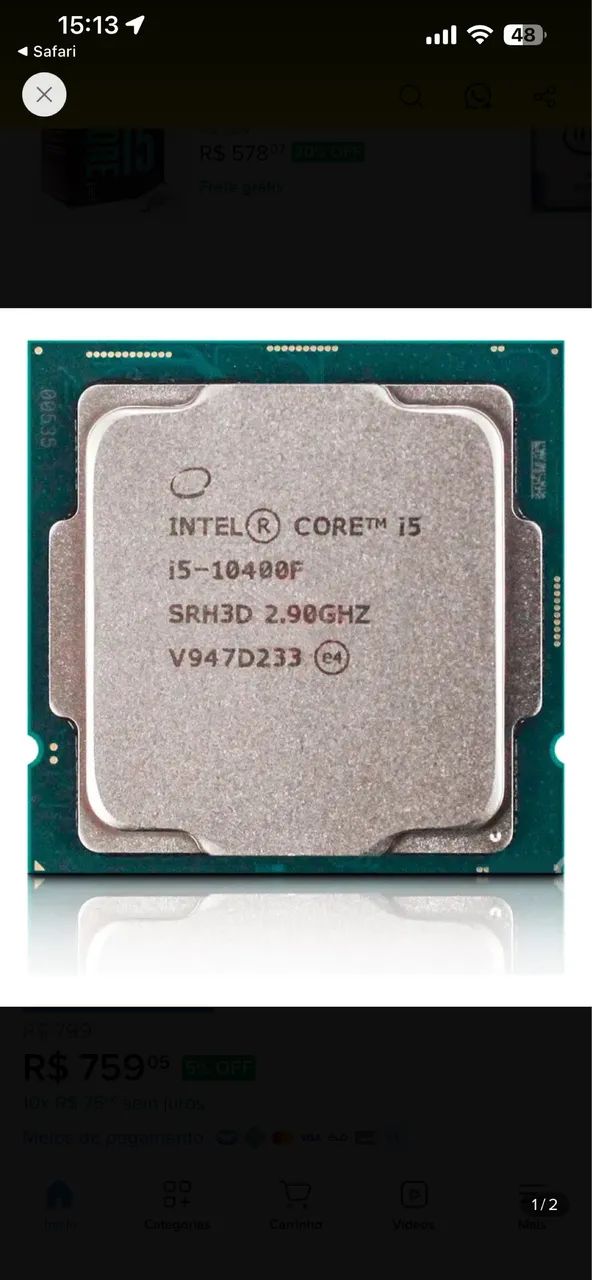 Processador Intel Core i5-10400F - 6 núcleos e 12 threads