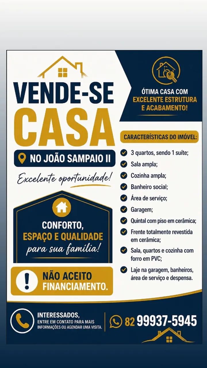 Vendo casa no João Sampaio II 