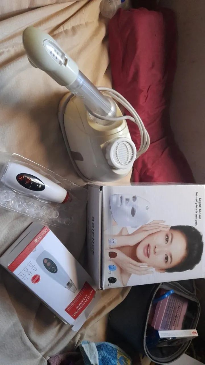 Máscara de Led 7 cores rejuvenescimento facial + vaporizador de ozônio +extrator de cravos