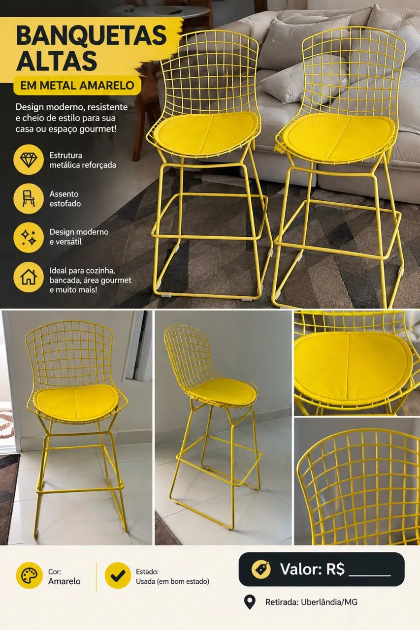 Banqueta Alta Aramado - Estilo Moderno - Foto 4