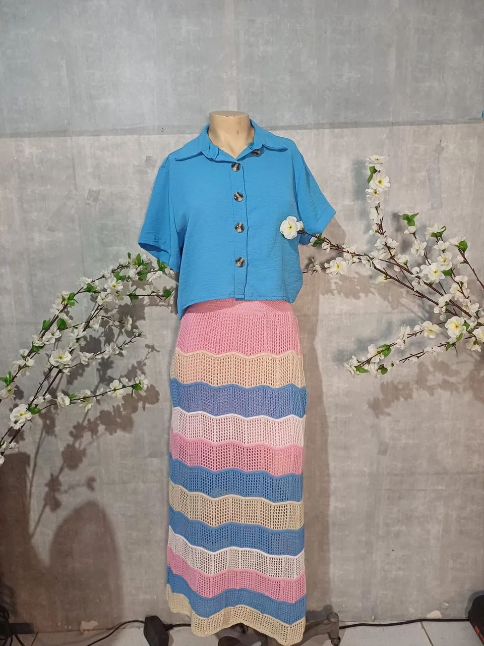 Conjunto Saia longa tricô e cropped  - Foto 3