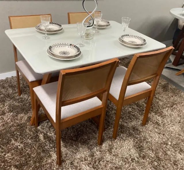 Mesa de jantar 4 cadeiras tampo de vidro - Foto 2