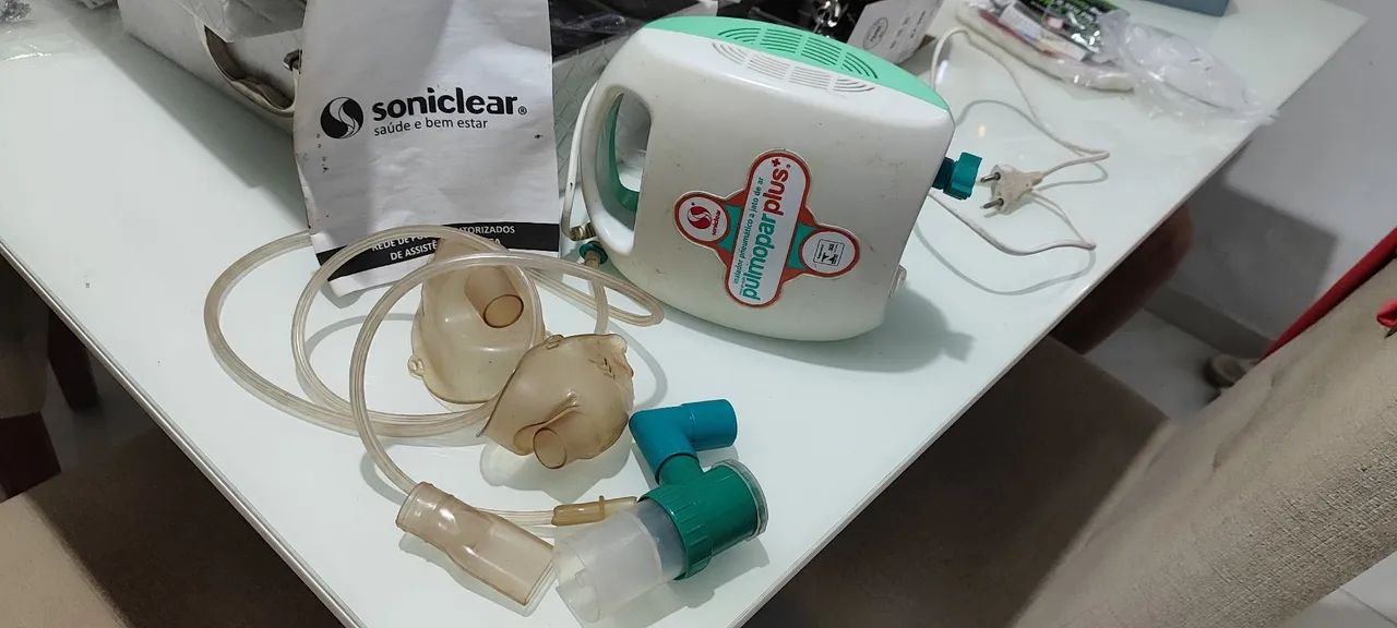 Nebulizador compressor e inalador Soniclear funcionando perfeitamente 100 reais chama - Foto 2