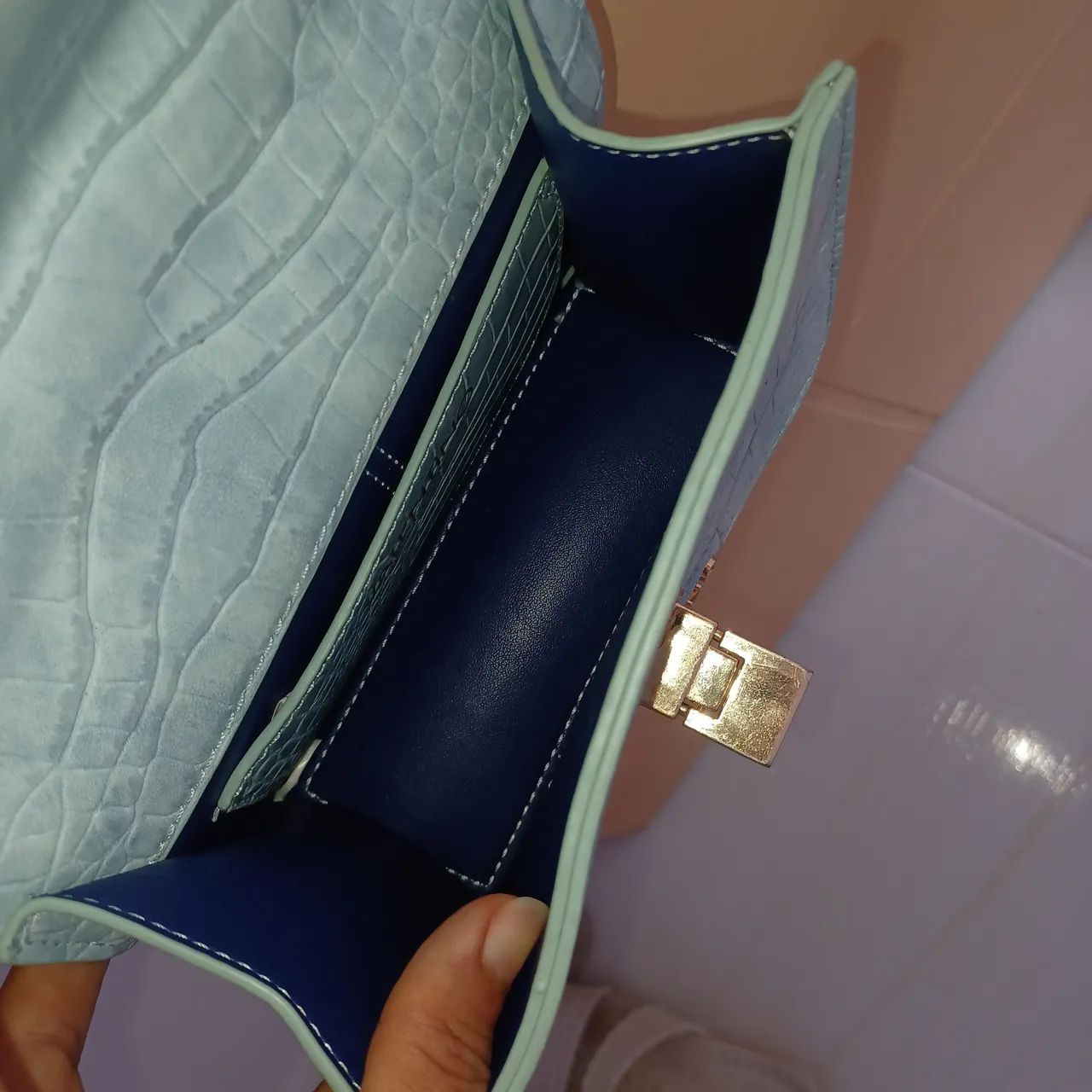 Bolsa de alça azul  - Foto 3