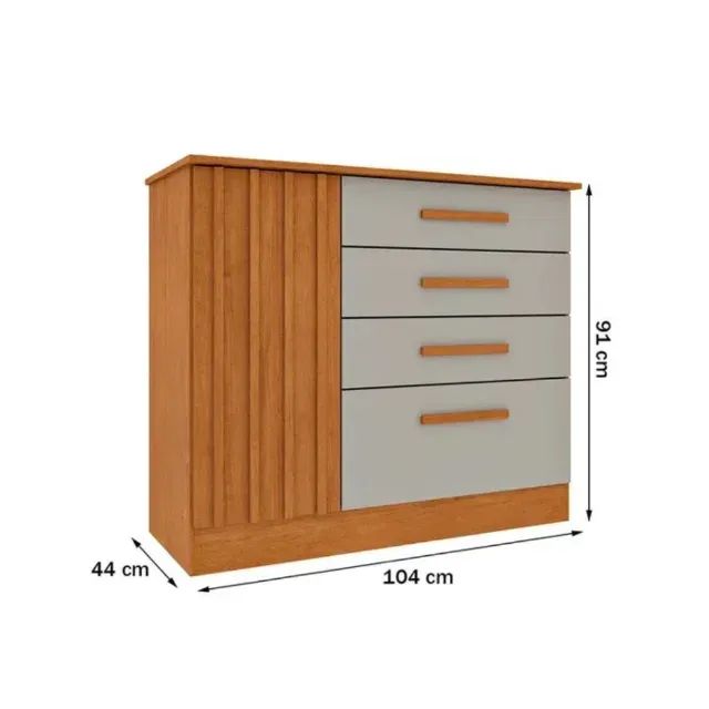Comoda Guarani com porta ripada e 4 gavetas - Foto 4