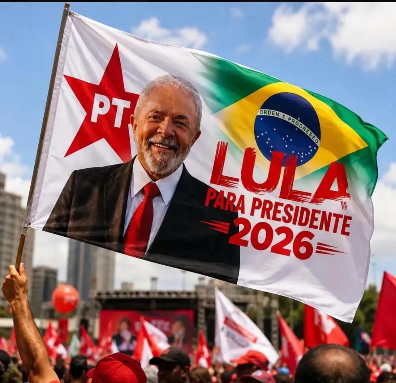 Bandeiras do Lula e do PT