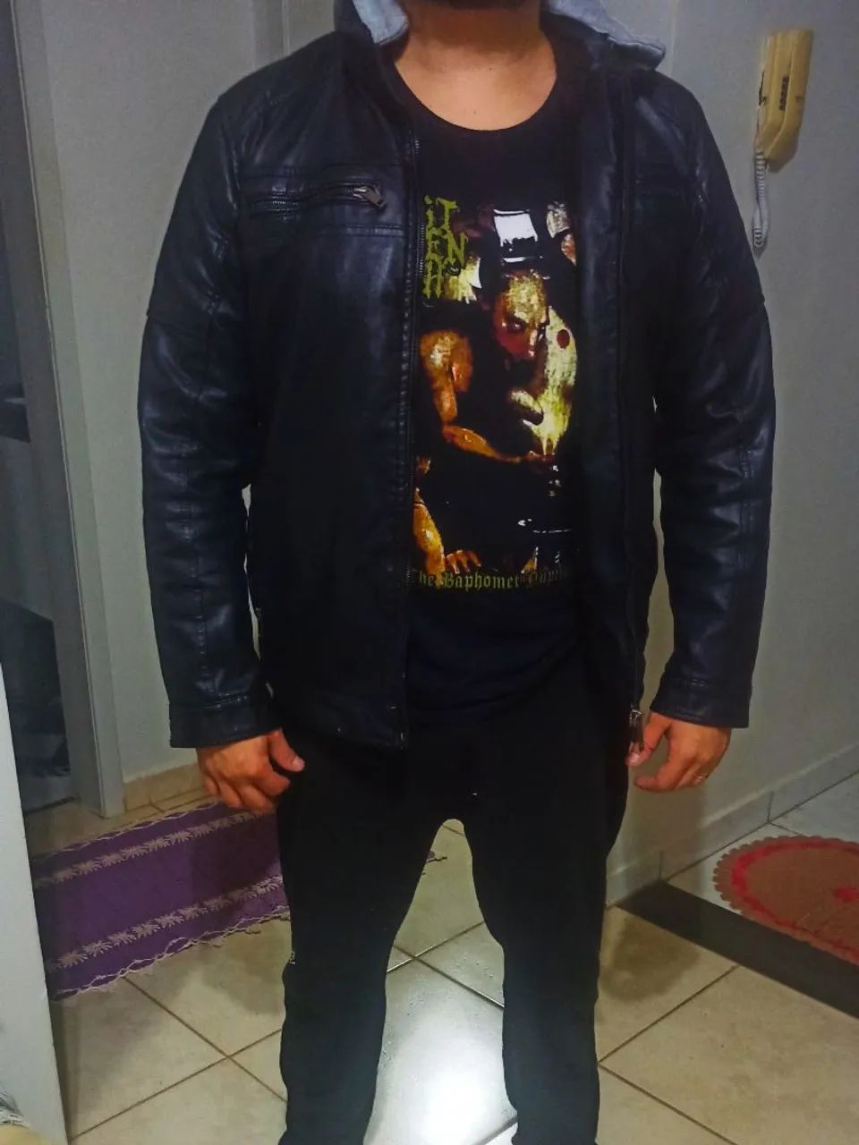 Jaqueta couro PU com capuz removível Capitan Exchange M - Foto 3