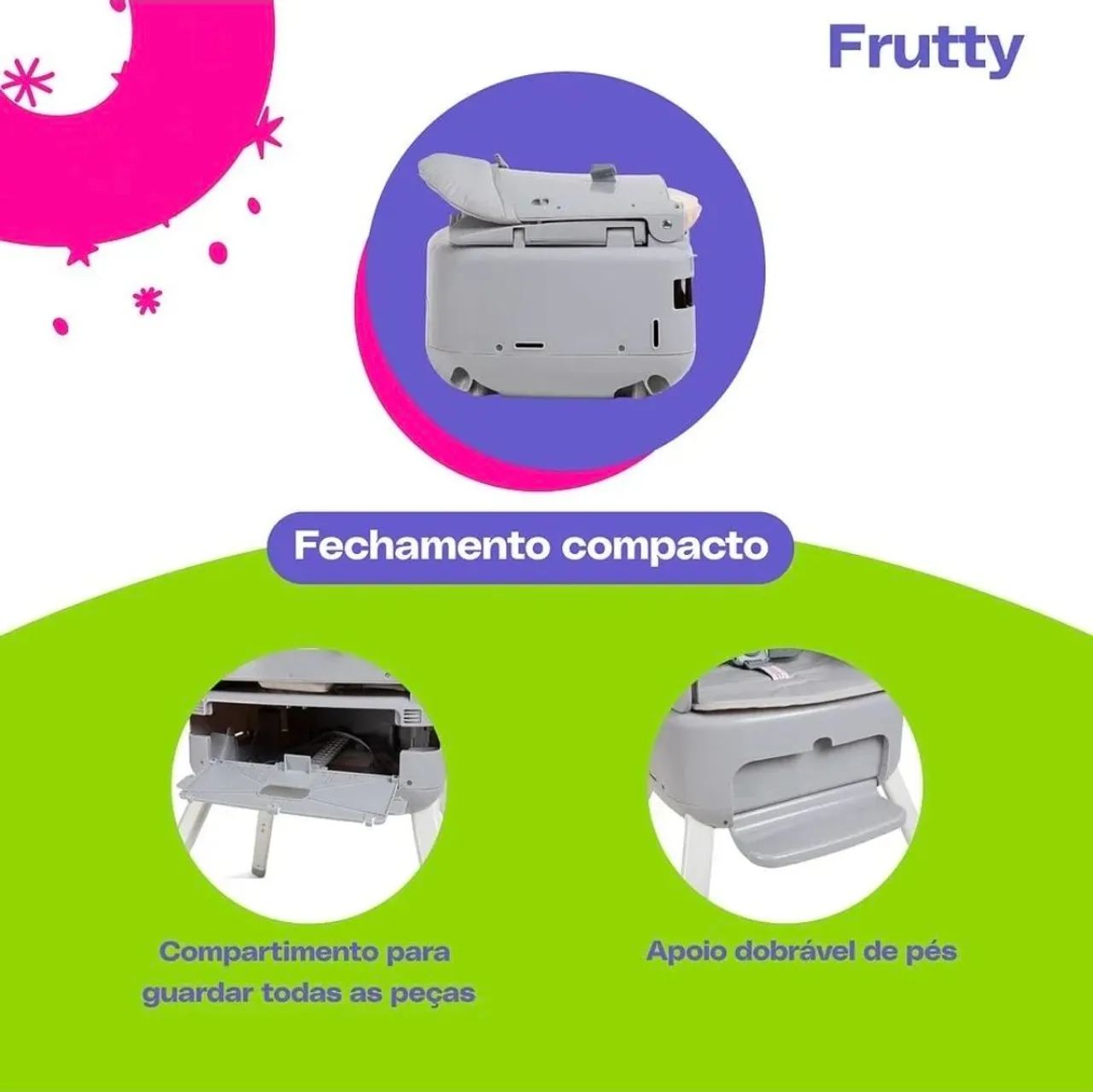 Cadeira de Alimentação Cosco Frutty (4 em 1) - Cinza - Completa - Foto 5