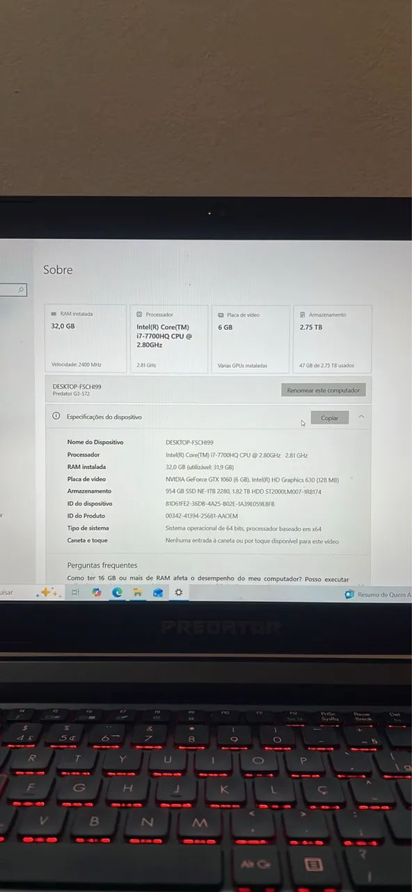 Notebook gamer helios 300 