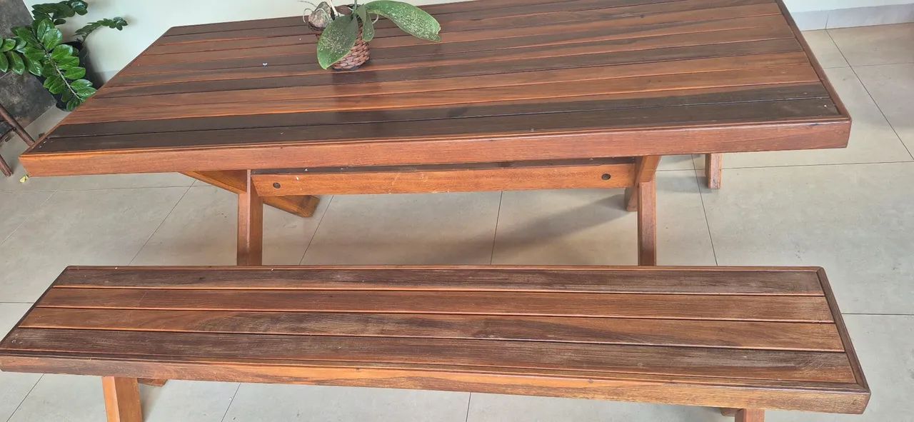 Mesa de Madeira com Banco - Foto 4