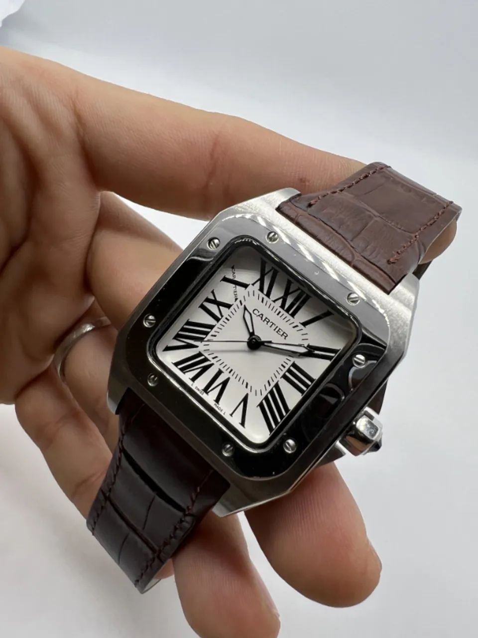 Relógio CARTIER SANTOS Pulseira de Couro Quartz - Foto 5