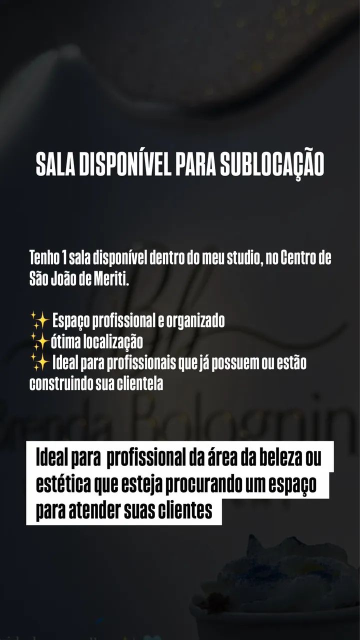 SALA PARA SUBLOCAÇÃO EM STUDIO DE BELEZA E ESTÉTICA | CENTRO DE SÃO JOÃO DE MERITI