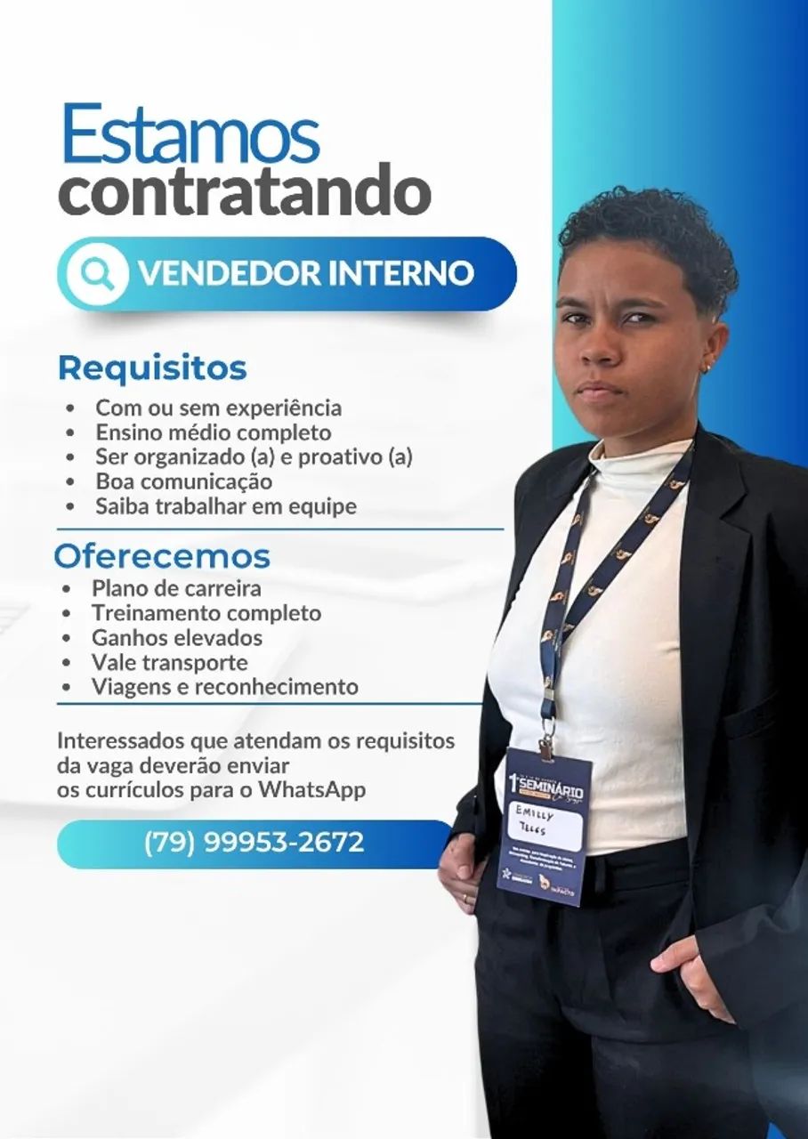 Vaga de vendedor interno