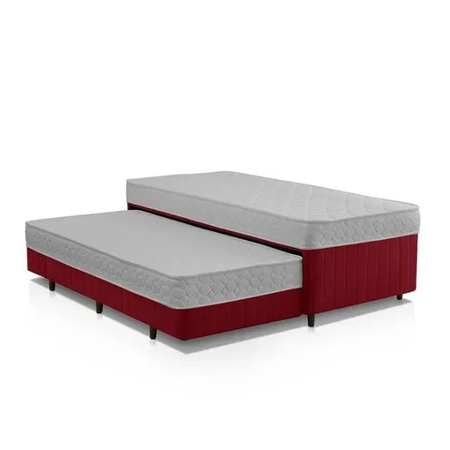 Cama Auxiliar Solteiro no Vermelho Nova - Fácil de Guardar 