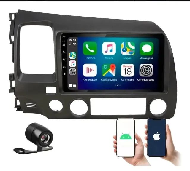 Central Multimídia New Civic 9 Pol  Android Auto