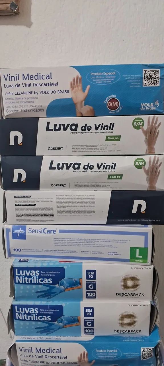 Caixa de luvas nitrilicad e vinil
