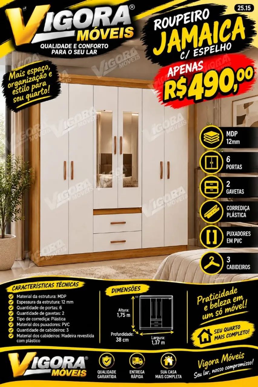 Guarda roupa com espelho 