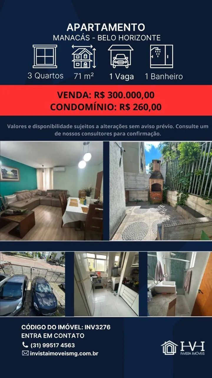 Apartamento 3 Quartos Mobiliado venda