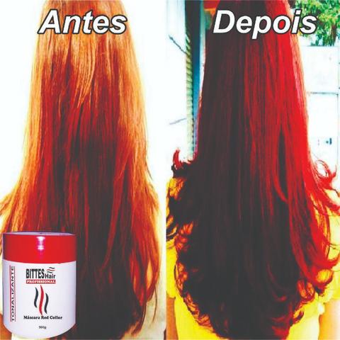 3 Máscara Color Red Vermelha Bittes Hair 500g - Foto 4