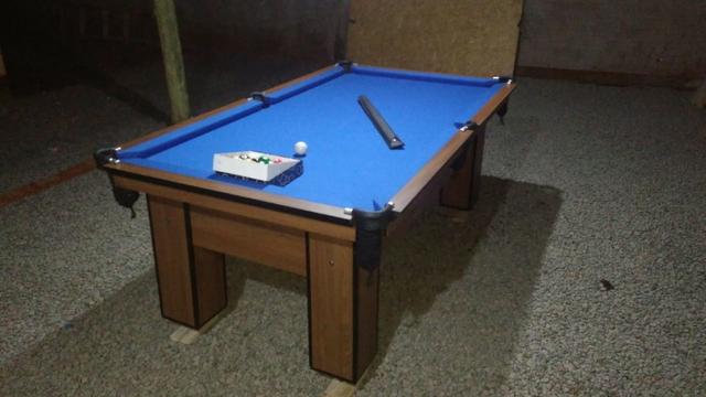 Mesa Residencial Cor Imbuia Tecido Azul Mod. VLQB2886 - Foto 3