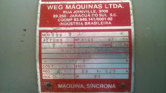Gerador Alternador WEG 2KVA Monofásico 110/220v