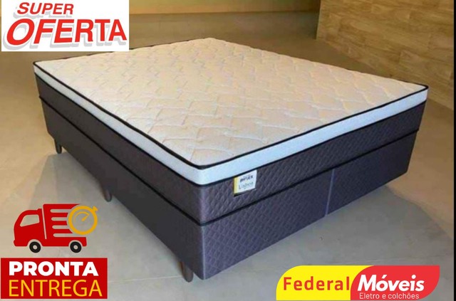 Cama box casal molas ensacadas Queen 1,58m Nova - Temos Crediário 