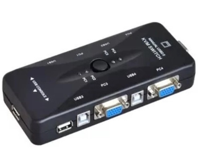 Chaveador Switch Kvm Vga 4 Pc Em 1 Monitor Mouse Teclado 4x1 - Foto 3