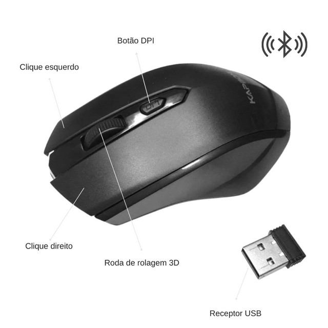 Mouse Optico Sem Fio Wi-Fi 2.4ghz com Receptor USB - Foto 3
